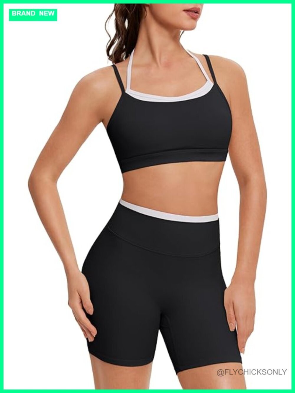 Double Layer Open Back Sports Bra & High Waisted Biker Shorts Workout Set